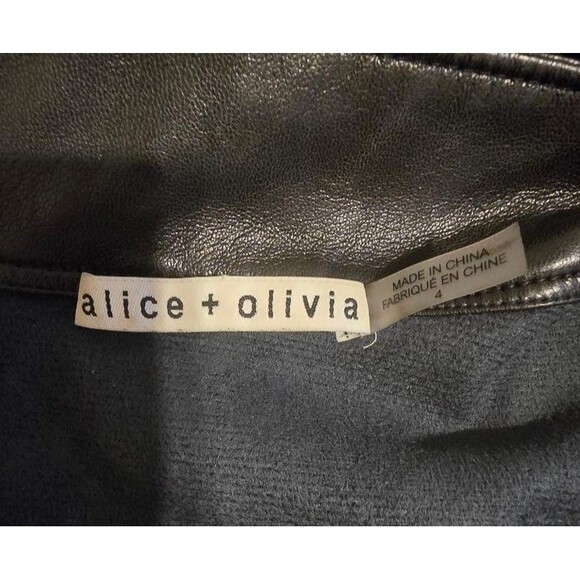 Alice And Olivia Levi Vegan Faux Black Leather Jumpsuit Size 4 NWOT $440 - Picture 10 of 12